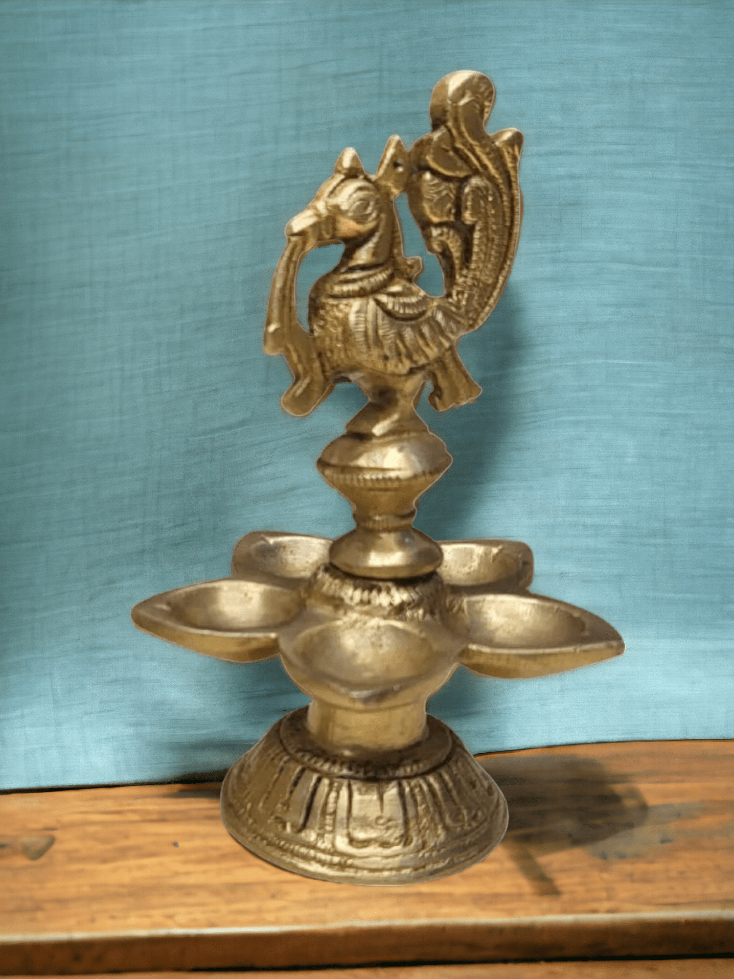 Brass Ethnic 5 Petal Peacock Diya